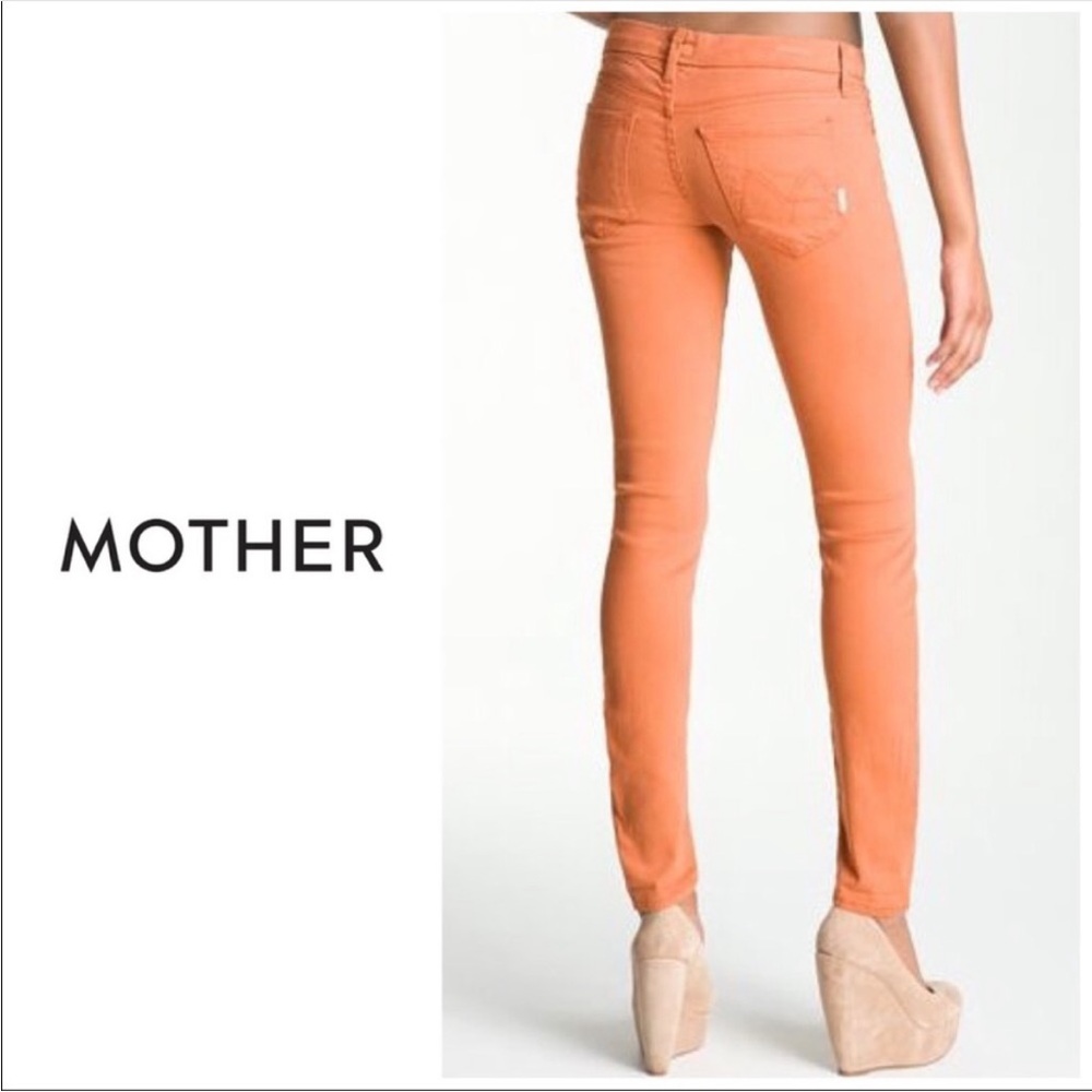 MOTHER Denim Looker‎ Crop POP! Skinny Jeans in DYE- TANGELO Sz 27 Stretch